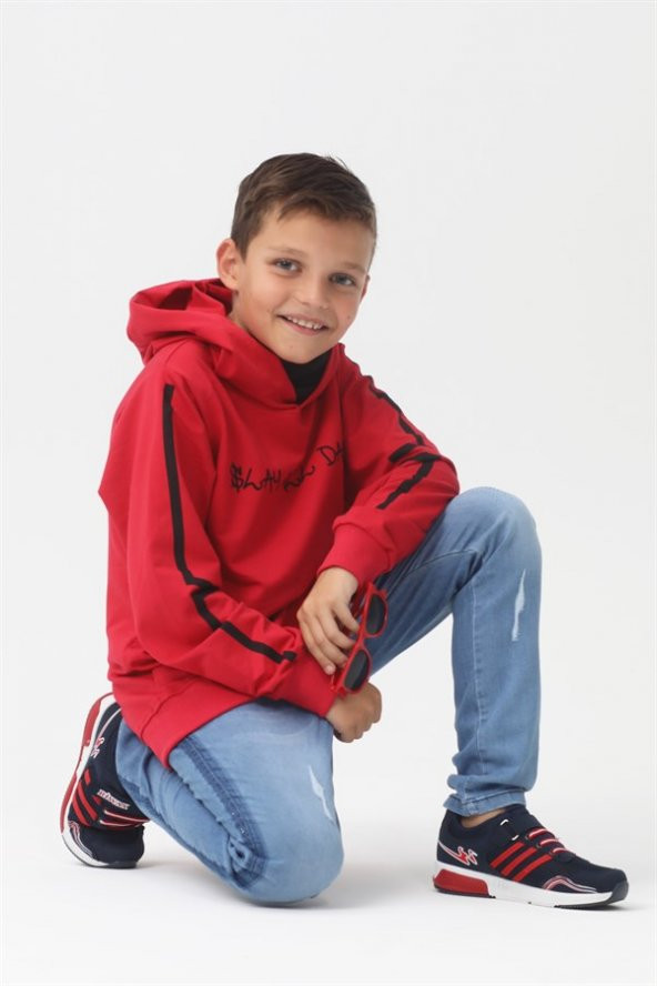 Erkek Çocuk Kapüşonlu Kırmızı Sweat 10-14 Yaş - 2