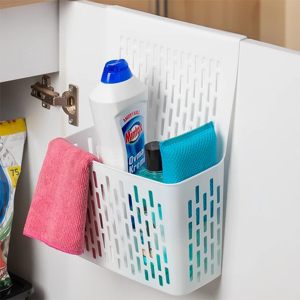 Porsima Org-52 Asılabilir Mutfak Banyo Dolap İçi Düzenleyici Organizer Deterjanlık - Beyaz - Resim 2