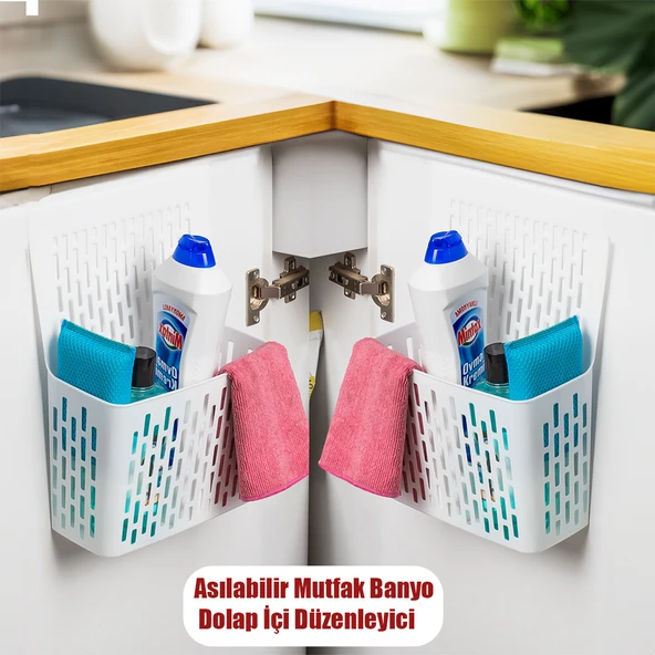 Porsima Org-52 Asılabilir Mutfak Banyo Dolap İçi Düzenleyici Organizer Deterjanlık - Beyaz