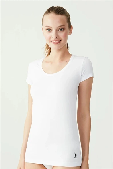 U.S. Polo Assn. Kadın Derin Yuvarlak Yaka T-shirt