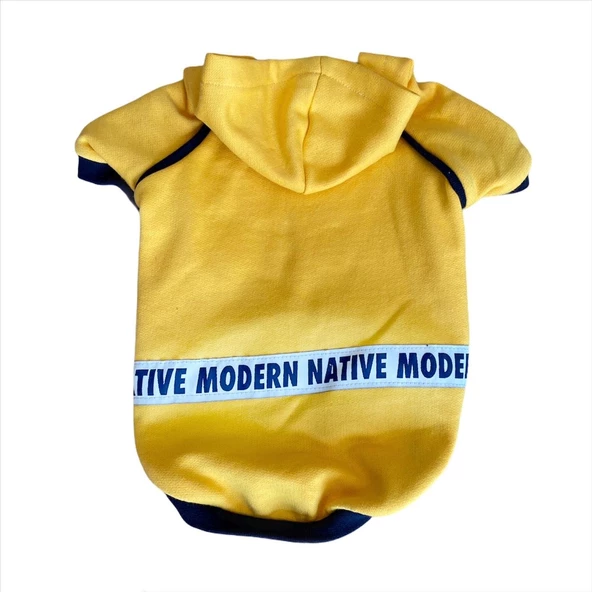Yellow Modern Native Kapşonlu Sweat by Kemique Köpek Kazağı - 7