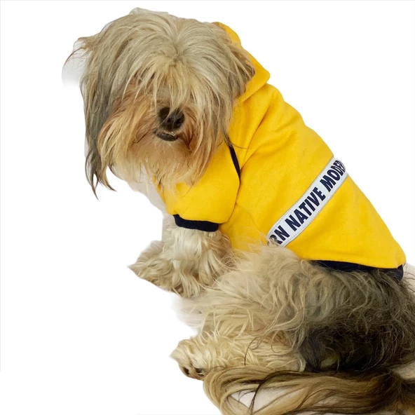 Yellow Modern Native Kapşonlu Sweat by Kemique Köpek Kazağı - 8