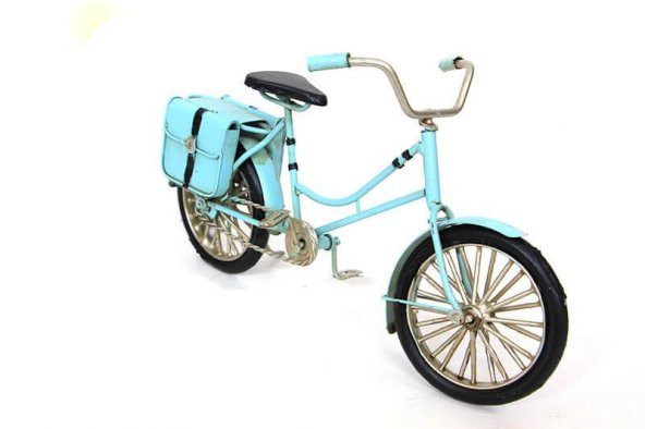 Dekoratif Metal Bisiklet Çantalı Vintage Biblo Ofis Ev Hediyelik - 2