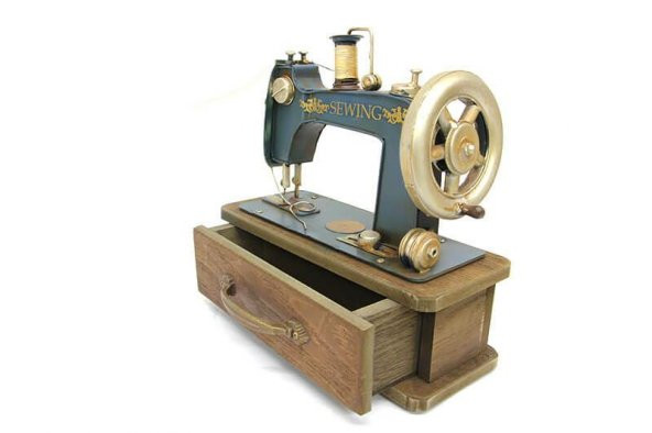 Dekoratif Metal Dikiş Makinesi Kutulu Biblo Hediyelik - Resim 3