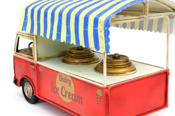 Dekoratif Metal Dondurma Arabası Dekor Biblo Hediyelik