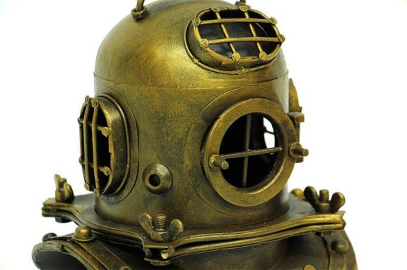 Dekoratif Metal Dalgıç Başlığı Vintage Biblo Ev Ofis Hediyelik - 5