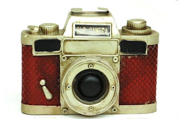 Dekoratif Metal Fotoğraf Makinesi Obje Biblo Vintage Hediyelik - Resim 2