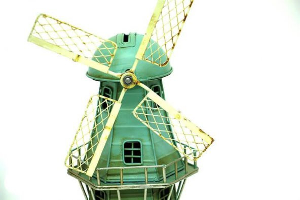 Dekoratif Metal Yel Değirmeni Kumbara Vintage Biblo Hediyelik - Resim 3