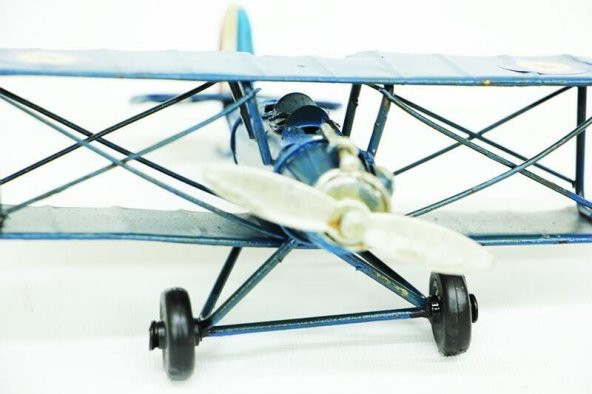 Dekoratif Metal Uçak Çift Kanatlı Biblo Dekoratif Hediyelik ürün görseli 1