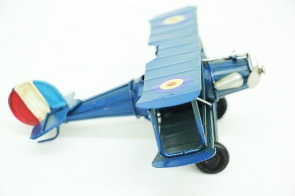Dekoratif Metal Uçak Çift Kanatlı Biblo Dekoratif Hediyelik - Resim 3