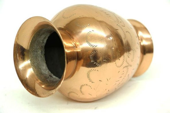 Vazo Düz İşlemeli Model Tamamı Pirinç Dekoratif Hediyelik - 3