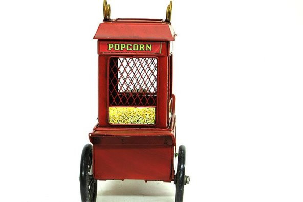 Dekoratif Metal Patlamış Mısır Arabası Biblo Ev Ofis Hediyelik - Resim 4