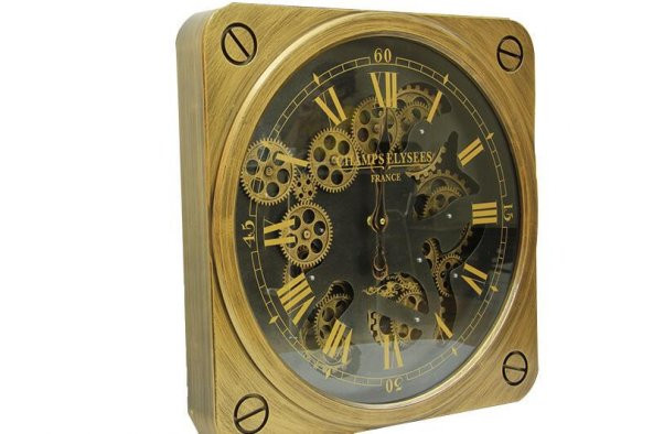 Saat Çarklı Kare Roma Rakamlı Duvar Saati Dekoratif Hediyelik - Resim 3