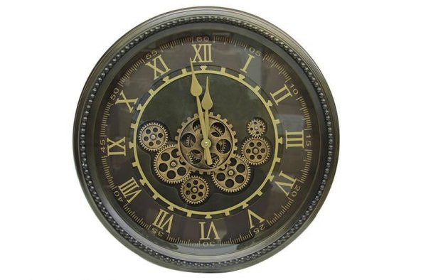 Yuvarlak Roma Rakamlı Yeşiloksit Çarklı Metal Duvar Saati - Resim 2