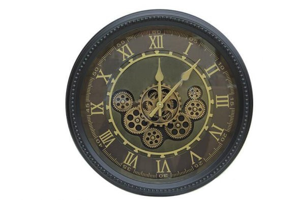 Yuvarlak Roma Rakamlı Spintime Yeşiloksit Çarklı Metal Duvar Saat - Resim 4