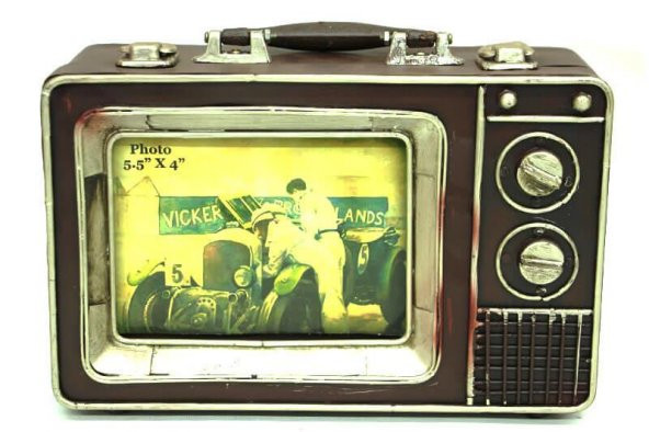 Dekoratif Metal Televizyon Bavul Vintage Biblo Hediyelik - 2