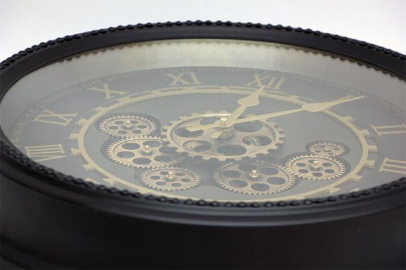 Yuvarlak Roma Rakamlı Spintime Yeşiloksit Çarklı Metal Duvar Saat - Resim 3