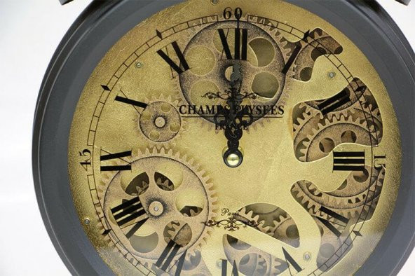 Retro Masaüstü Metal Çarklı Saat Roma Rakamlı Köstek Modeli