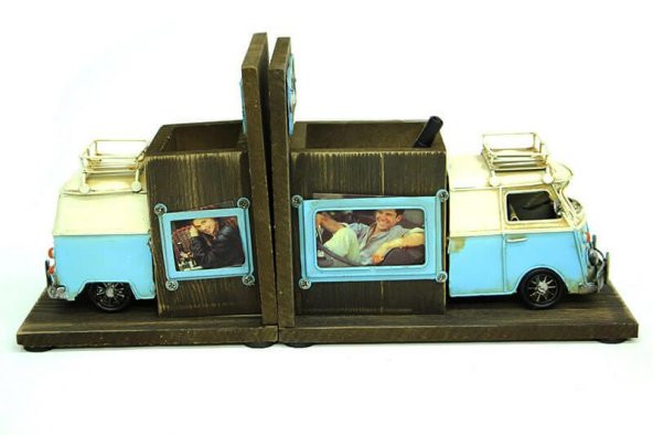 Dekoratif Metal Minibüs Kitap Tutucu Kalemlik Çerçeve Hediyelik ürün görseli 1