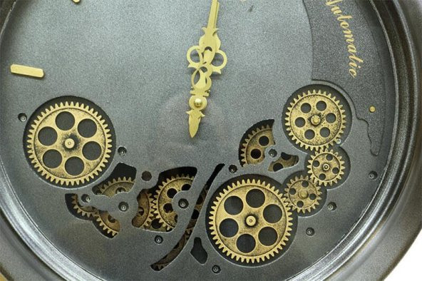 Saat Çarklı Yuvarlak Duvar Saati Dekoratif Hediyelik