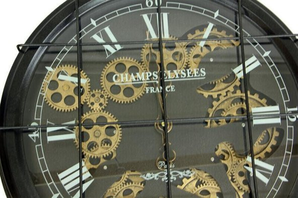 Saat Çarklı Izgaralı Duvar Saati Dekoratif Ev Ofis Hediyelik