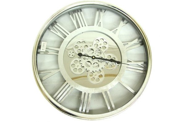 Saat Çarklı Yuvarlak Roma Rakamlı Duvar Saati Dekoratif Hediyelik - Resim 2