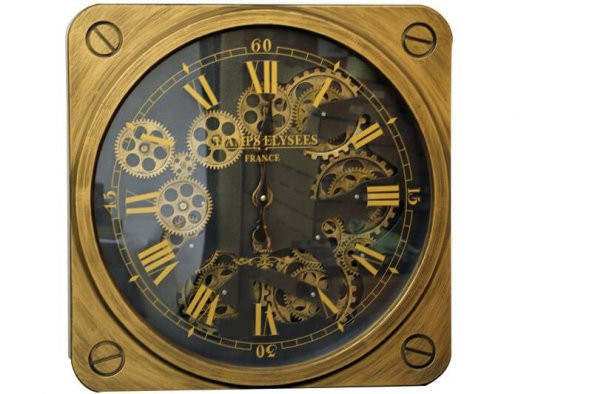 Saat Çarklı Kare Roma Rakamlı Duvar Saati Dekoratif Hediyelik - Resim 2