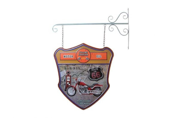Dekoratif Çift Yönlü Route 66 Temalı Ferforje Askı - 2
