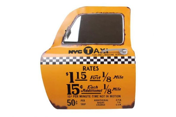Dekoratif Newyork Taxi Temalı Sarı Araba Kapısı Ayna - 2
