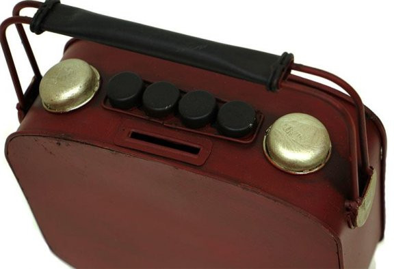 Dekoratif Metal Radyo Saatli Kumbara Vintage Biblo Hediyelik ürün görseli 1