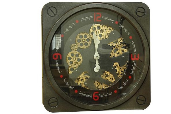 Saat Çarklı Kare Duvar Saati Dekoratif Ev Ofis Hediyelik - 2