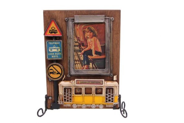 Dekoratif Metal Çerçeve Tramvay Dekorlu Vintage Hediyelik - 2