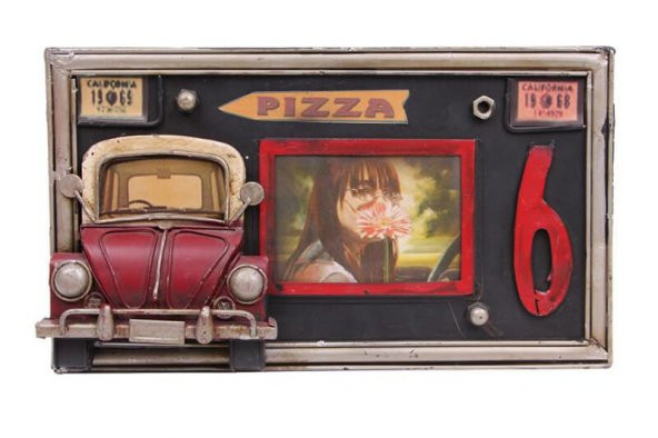 Dekoratif Metal Çerçeve Araba Dekorlu Ev Ofis Hediyelik - 2