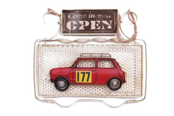 Dekoratif Metal Kapı Yazısı Araba Dekorlu Vintage Hediyelik - Resim 2