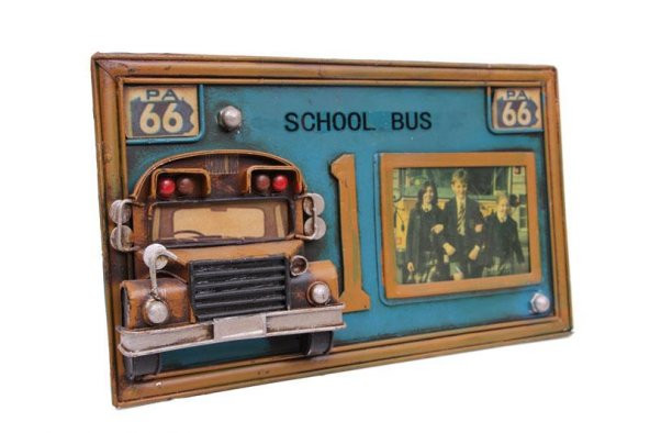 Dekoratif Metal Çerçeve Okul Otobüsü Dekorlu Hediyelik