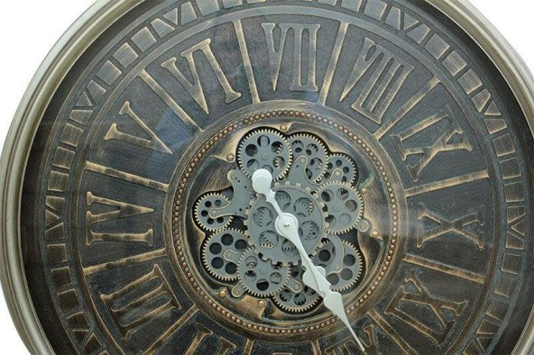 Yuvarlak Roma Rakamlı Yeşiloksit Çarklı Metal Duvar Saati