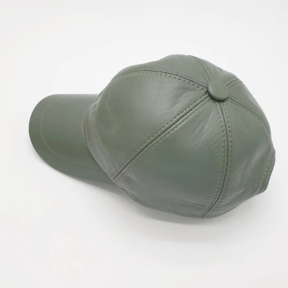 Açık Yeşil Renk Deri Unisex Şapka - 3