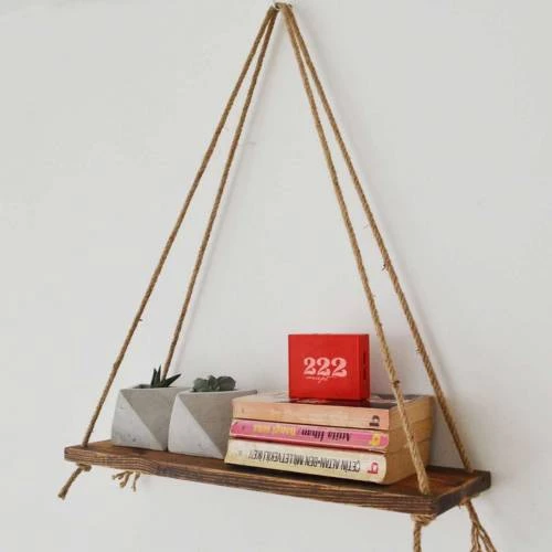 Halatlı Kitaplık Halatlı Duvar Rafı Halatlı Çiçeklik Halatlı Saksılık