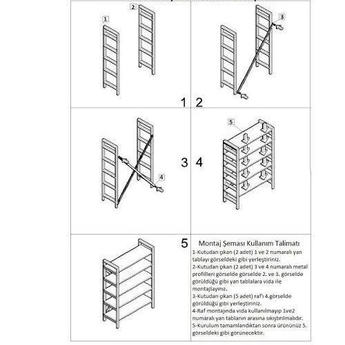 Metal Kitaplık Masif Kitaplık Doğal Ahşap Kitaplık Çocuk Odası Misafir Odası Kitaplık - 2