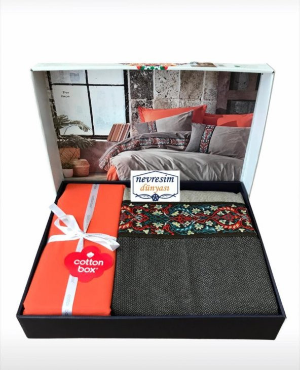 Cotton Box Folk Art Çift Kişilik Nevresim Takımı True Tarçın - Resim 3