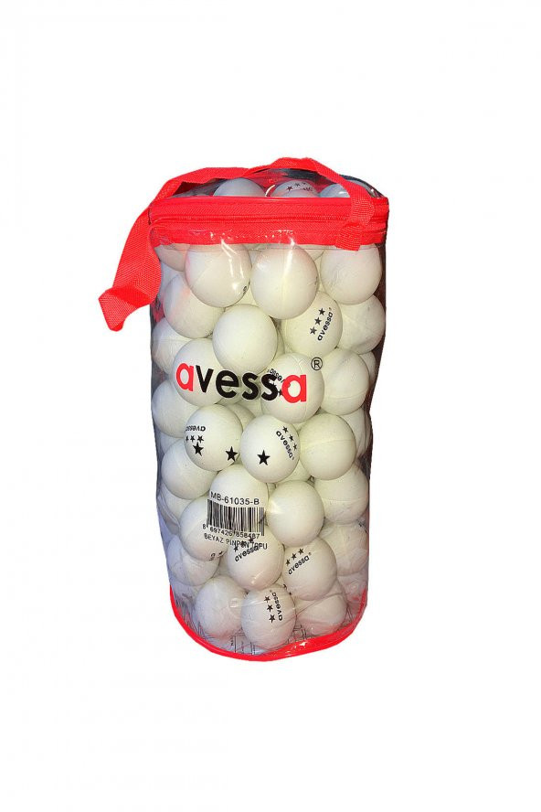 Avessa Masa Tenisi Topu Gazlı Pinpon Topu 100 Adet Çantalı Beyaz