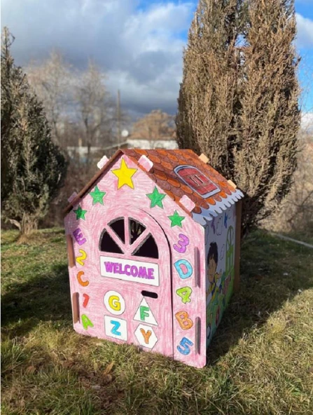 KOLİX Büyük Boy Xxl Karton Boyama Evi Eğitici Ve Öğretici Oyun Evi Oyun Çadırı - 10