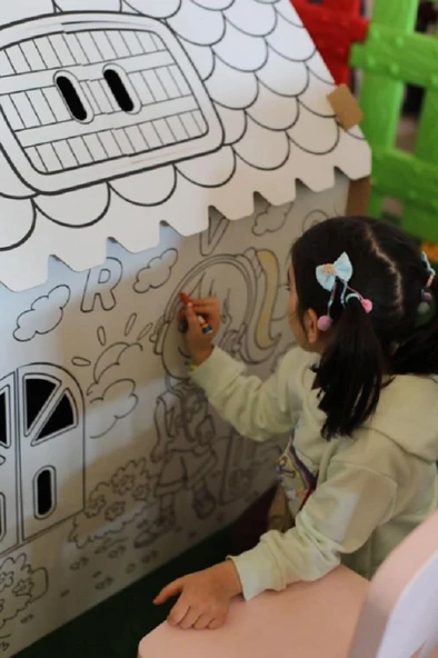 KOLİX Büyük Boy Xxl Karton Boyama Evi Eğitici Ve Öğretici Oyun Evi Oyun Çadırı - 9