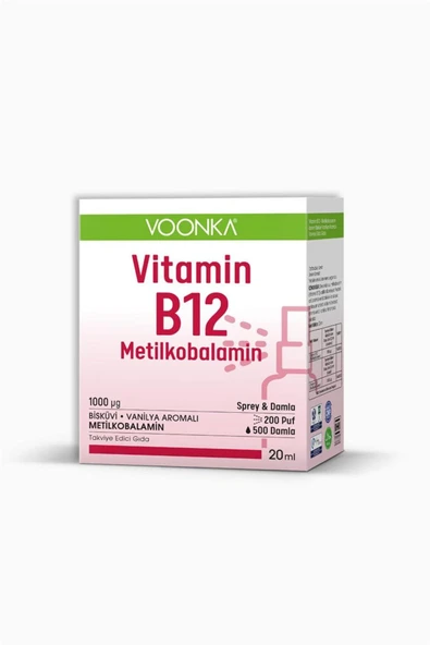 VOONKA Vitamin B12 Sprey&damla Metilkobalamin 20 Ml 8682241302253