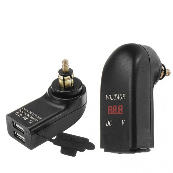 Knmaster USB-D400LV Voltaj Göstergeli Çift Usbli Din Soketi - 1
