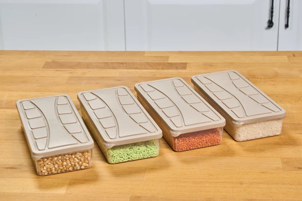 SUPERPUP SAKLAMA KABI SİLİKON KAPAK 4 ADET 1.1 LT KUM BEJİ DONDURUCU,ERZAK KABI - 2