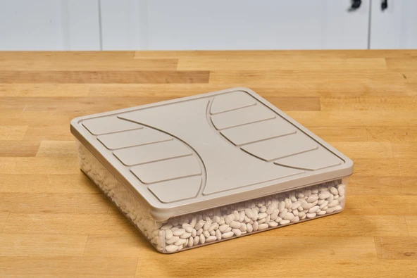 SUPERPUP SAKLAMA KABI SİLİKON KAPAK 3 ADET 3 LİTRE KUM BEJİ DONDURUCU KABI - 2