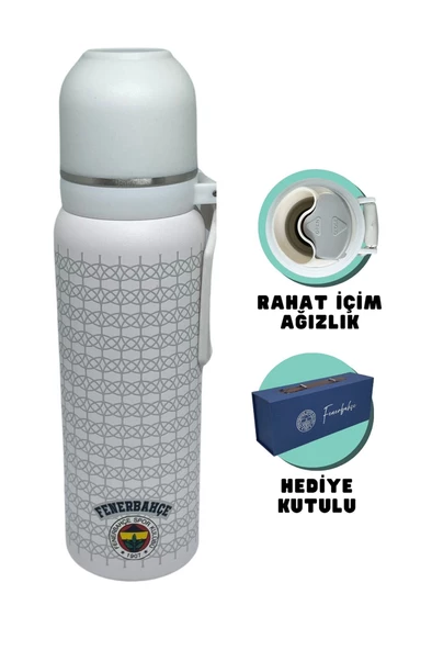 Fenerbahçe Orijinal Lisanslı 650ml Çift Katlı Paslanmaz Çelik Termos 8 Saat Sıcak Soğuk Özel Kutulu - 2