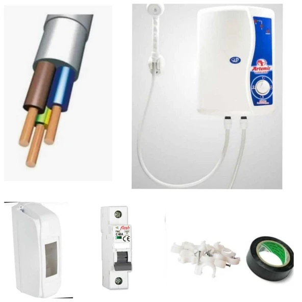 Artemis Lion 9000 W Şofben yüksek ısı kablo uzunluk seçeneklı  tam takım set