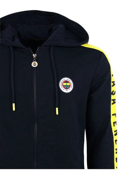Fenerbahçe Orijinal Lisanslı Kapüşonlu Tam Fermuar Spor Sweat + Kalem Set Özel Ahşap Kutulu - 4